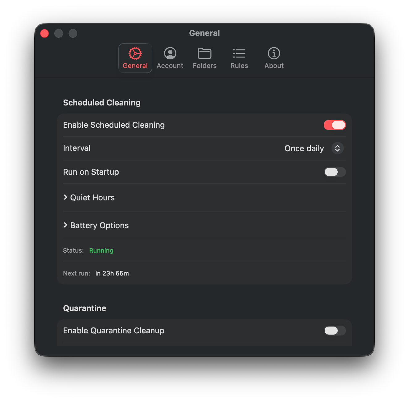 Automation settings in TidyBox